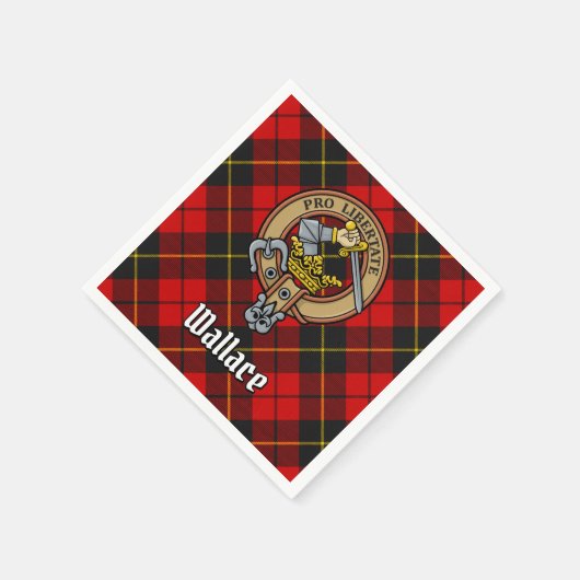 Clan Wallace Crest over Tartan Servet (Hoek)