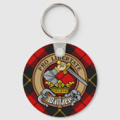 Clan Wallace Crest over Tartan Sleutelhanger (Voorkant)