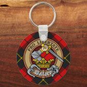 Clan Wallace Crest over Tartan Sleutelhanger (Voorkant)