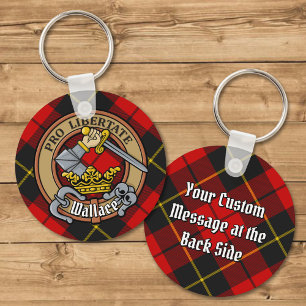 Clan Wallace Crest over Tartan Sleutelhanger
