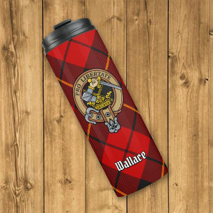 Clan Wallace Crest over Tartan Thermosbeker