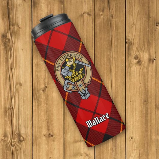 Clan Wallace Crest over Tartan Thermosbeker