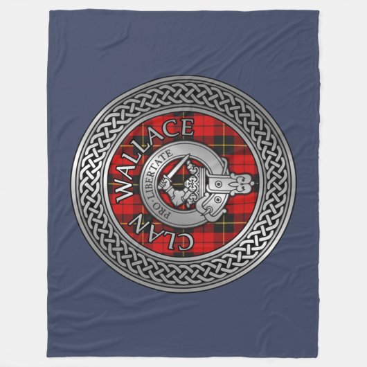 Clan Wallace Crest & Tartan Knot Fleece Deken (Voorkant)