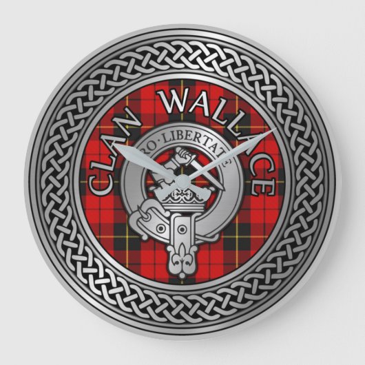 Clan Wallace Crest & Tartan Knot Grote Klok (Voorkant)