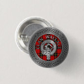 Clan Wallace Crest & Tartan Knot Ronde Button 3,2 Cm (Voorkant /achterkant)