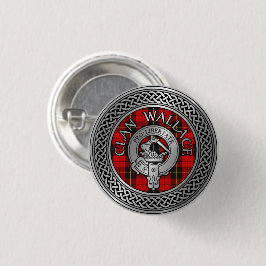 Clan Wallace Crest & Tartan Knot Ronde Button 3,2 Cm