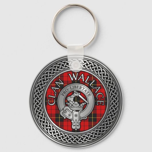 Clan Wallace Crest & Tartan Knot Sleutelhanger (Voorkant)