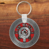 Clan Wallace Crest & Tartan Knot Sleutelhanger (Voorkant)