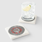 Clan Wallace Crest & Tartan Knot Stenen Onderzetter (Zijkant)