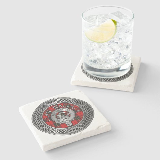 Clan Wallace Crest & Tartan Knot Stenen Onderzetter (Zijkant)