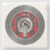 Clan Wallace Crest & Tartan Knot Stenen Onderzetter (Voorkant)
