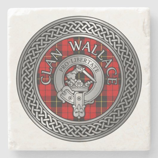 Clan Wallace Crest & Tartan Knot Stenen Onderzetter (Voorkant)