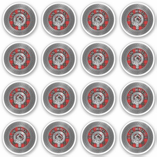 Clan Wallace Crest & Tartan Knot Sticker (Voorkant)