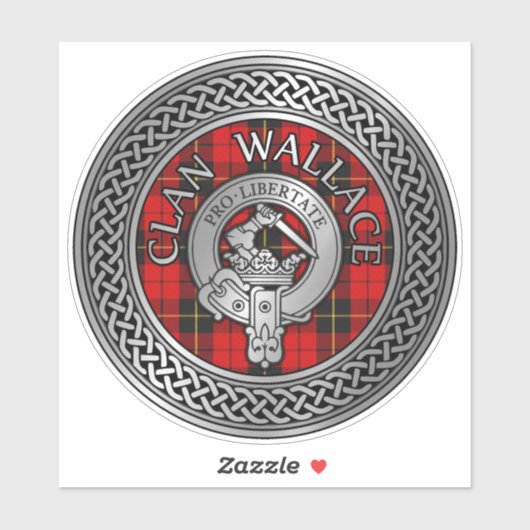 Clan Wallace Crest & Tartan Knot Sticker (Vel)