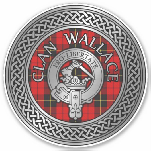 Clan Wallace Crest & Tartan Knot Sticker (Voorkant)