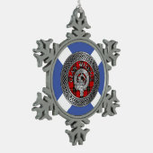 Clan Wallace Crest & Tartan Knot Tin Sneeuwvlok Ornament (Links)