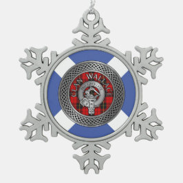 Clan Wallace Crest & Tartan Knot Tin Sneeuwvlok Ornament