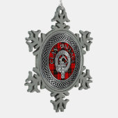 Clan Wallace Crest & Tartan Knot Tin Sneeuwvlok Ornament (Links)
