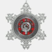 Clan Wallace Crest & Tartan Knot Tin Sneeuwvlok Ornament (Voorkant)
