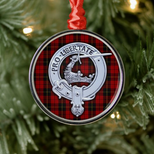 Clan Wallace Crest & Tartan Metalen Ornament (Boom)