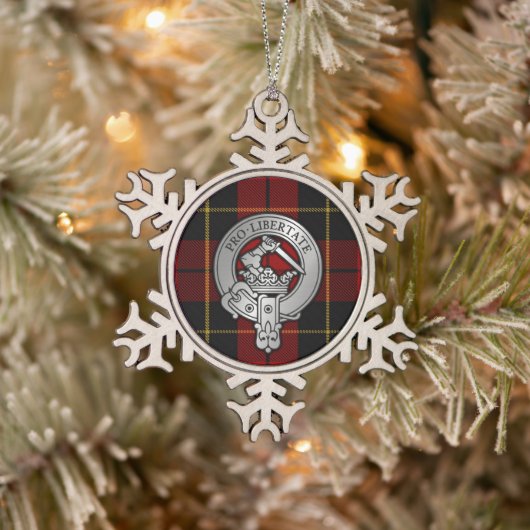 Clan Wallace Crest & Tartan Tin Sneeuwvlok Ornament (Boom)