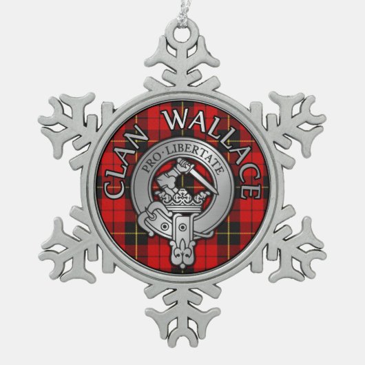 Clan Wallace Crest & Tartan Tin Sneeuwvlok Ornament (Voorkant)
