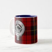 Clan Wallace Crest & Tartan Tweekleurige Koffiemok (Voorkant links)