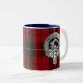 Clan Wallace Crest & Tartan Tweekleurige Koffiemok (Voorkant rechts)