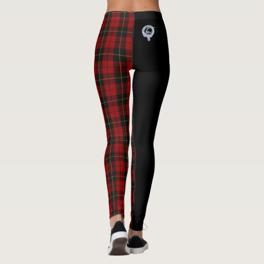 Clan Wallace Crest & Tartan / Zwart Leggings (Achterkant)
