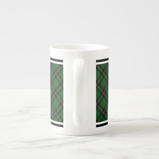 Clan Wallace Jacht Tartan Groen en Zwart Plaid Porselein Kop (Achterkant)