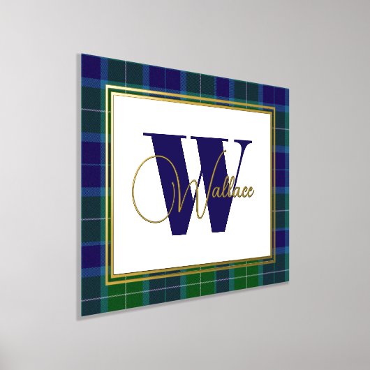 Clan Wallace Monogram en Naam op Spelbord Folie Afdrukken (Laagn)