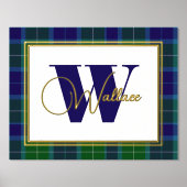 Clan Wallace Monogram en Naam op Spelbord Folie Afdrukken (Voorkant)