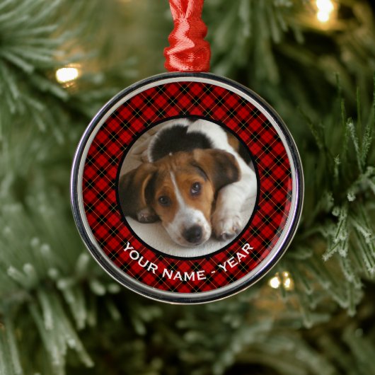 Clan Wallace Red Scottish Pset Foto Metalen Ornament (Boom)