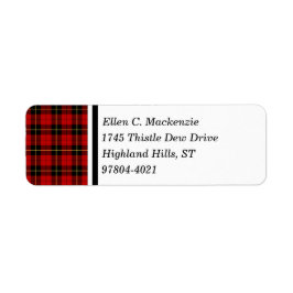 Clan Wallace Rood en Zwart Schots Tartan Etiket