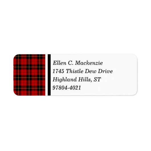Clan Wallace Rood en Zwart Schots Tartan Etiket (Voorkant)