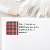 Clan Wallace Roze en Donkergroen Verweerde Tartan Etiket (Insitu)