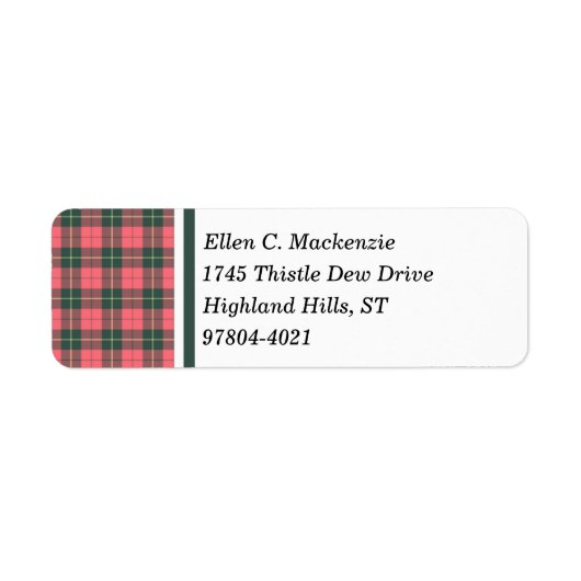 Clan Wallace Roze en Donkergroen Verweerde Tartan Etiket (Voorkant)