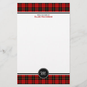Clan Wallace Tartan Classic Red Plaid Monogram Briefpapier