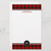 Clan Wallace Tartan Classic Red Plaid Monogram Briefpapier (Voorkant / Achterkant)