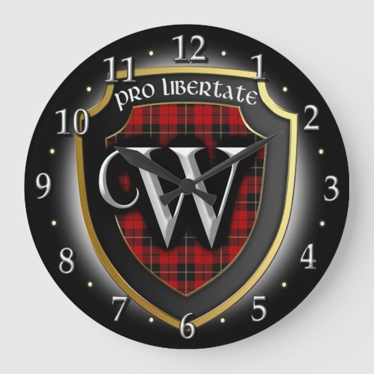 Clan Wallace Tartan Clock Grote Klok (Voorkant)