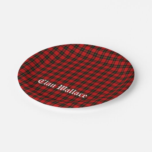 Clan Wallace Tartan en Text Papieren Bordje (Gekanteld)