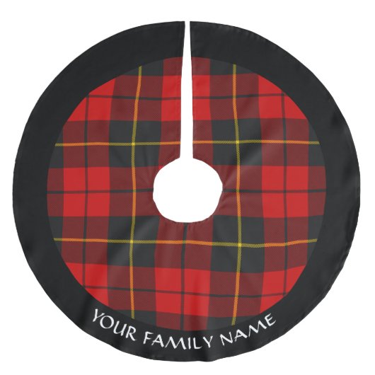 Clan Wallace Tartan geborsteld Polyester Tree Skir Kerstboom Rok (Voorkant)