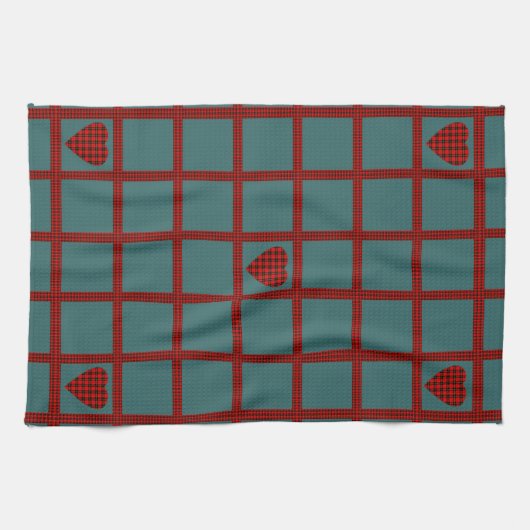 Clan Wallace Tartan Heart Pattern Tea Towel Theedoek (Horizontaal)