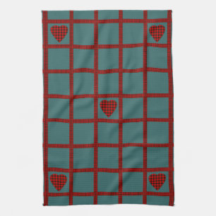 Clan Wallace Tartan Heart Pattern Tea Towel Theedoek