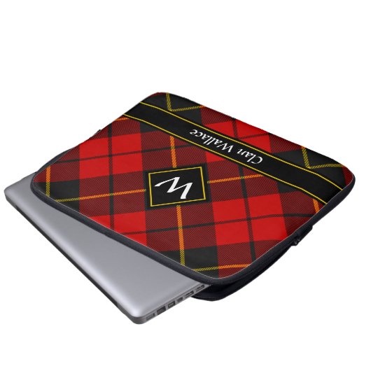 Clan Wallace Tartan-laptophoes Laptop Sleeve (Voorkant onderkant)