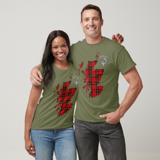 Clan Wallace Tartan Map & Crest T-Shirt (Unisex)