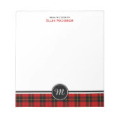 Clan Wallace Tartan Monogram Notitieblok (Voorkant)