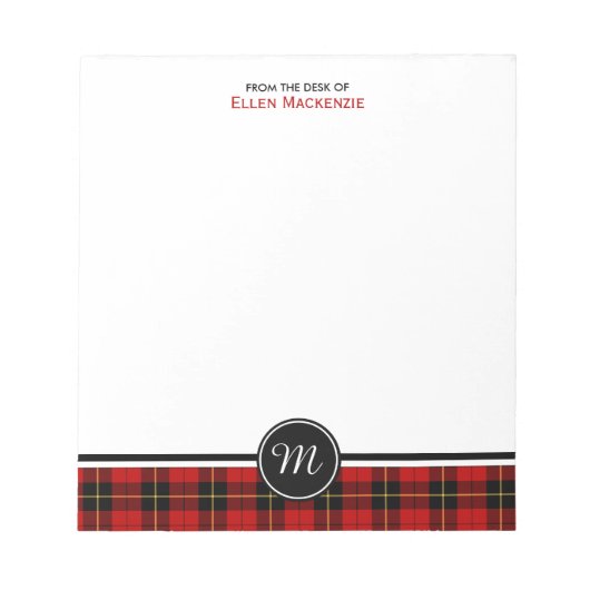 Clan Wallace Tartan Monogram Notitieblok (Voorkant)