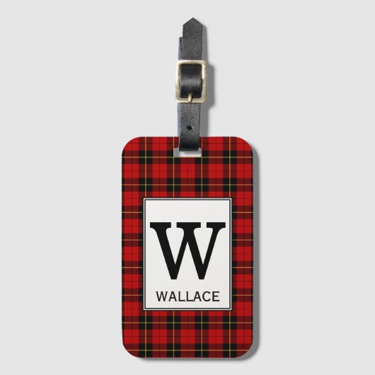 Clan Wallace Tartan Monogrammed Bagagelabel (Voorkant (verticaal))