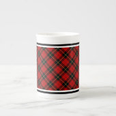 Clan Wallace Tartan Red en Black Pset Porselein Kop (Voorkant)